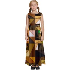 Abstract Experimental Geometric Shape Pattern Kids  Satin Sleeveless Maxi Dress by Uceng