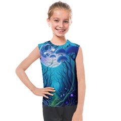 Blue Forrest Jungle,tree Trees Nature Landscape Kids  Mesh Tank Top by Uceng