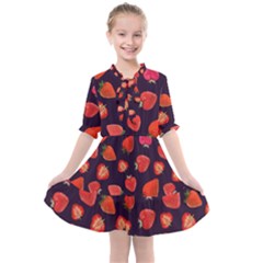 Strawberry On Black Kids  All Frills Chiffon Dress by SychEva