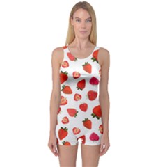 Strawberries One Piece Boyleg Swimsuit by SychEva