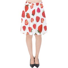 Strawberries Velvet High Waist Skirt by SychEva