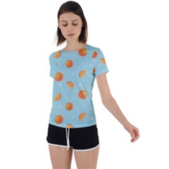 Oranges Pattern Back Circle Cutout Sports Tee by SychEva