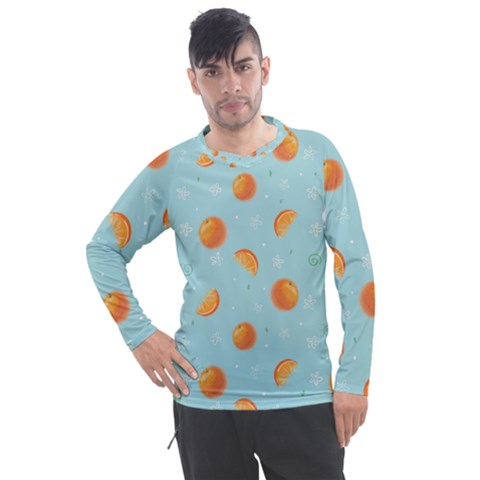 Oranges Pattern Men s Pique Long Sleeve Tee by SychEva