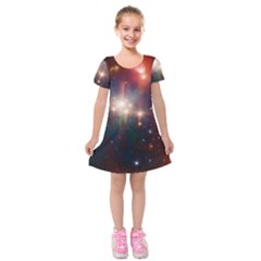 Astrology Astronomical Cluster Galaxy Nebula Kids  Short Sleeve Velvet Dress by Jancukart