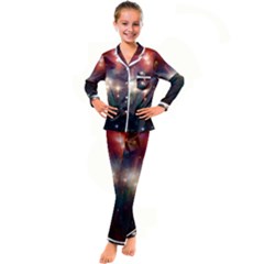 Astrology Astronomical Cluster Galaxy Nebula Kid s Satin Long Sleeve Pajamas Set