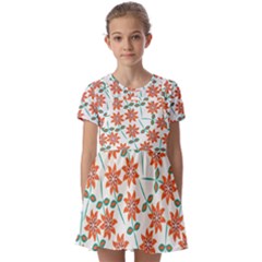 Bloom Blossom Botanical Kids  Short Sleeve Pinafore Style Dress by Jancukart