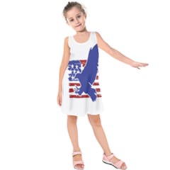 Usa Flag Eagle Symbol American Bald Eagle Country Kids  Sleeveless Dress by Wegoenart