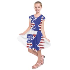 Usa Flag Eagle Symbol American Bald Eagle Country Kids  Short Sleeve Dress by Wegoenart