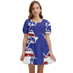 Usa Flag Eagle Symbol American Bald Eagle Country Kids  Short Sleeve Dolly Dress by Wegoenart