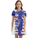 Usa Flag Eagle Symbol American Bald Eagle Country Kids  Bow Tie Puff Sleeve Dress View1