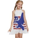 Usa Flag Eagle Symbol American Bald Eagle Country Kids  Halter Collar Waist Tie Chiffon Dress View1