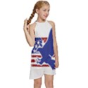 Usa Flag Eagle Symbol American Bald Eagle Country Kids  Halter Collar Waist Tie Chiffon Dress View3