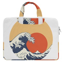 The Great Wave Off Kanagawa Waves Macbook Pro 16  Double Pocket Laptop Bag  by Wegoenart