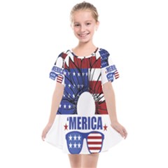 Usa Flag Sunglasses Usa Flag American Flag Flower Kids  Smock Dress by Wegoenart