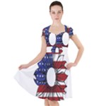 Us Flag Flower Sunshine Flag America Usa Cap Sleeve Midi Dress