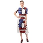 Us Flag Flower Sunshine Flag America Usa Keyhole Neckline Chiffon Dress