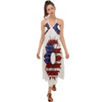 Us Flag Flower Sunshine Flag America Usa Halter Tie Back Dress 