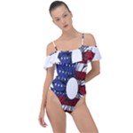 Us Flag Flower Sunshine Flag America Usa Frill Detail One Piece Swimsuit