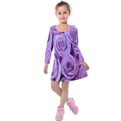 Roses-52 Kids  Long Sleeve Velvet Dress by nateshop