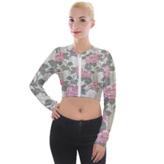 Roses-pink-elegan Long Sleeve Cropped Velvet Jacket by nateshop