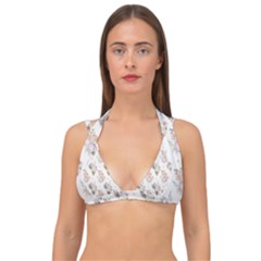 Roses-white Double Strap Halter Bikini Top by nateshop