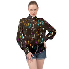 Fabric-65 High Neck Long Sleeve Chiffon Top by nateshop