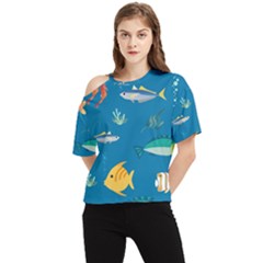 Fish-73 One Shoulder Cut Out Tee by nateshop