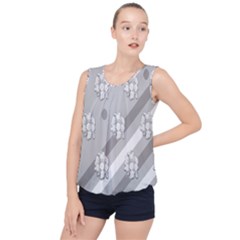 Strip-gray Bubble Hem Chiffon Tank Top