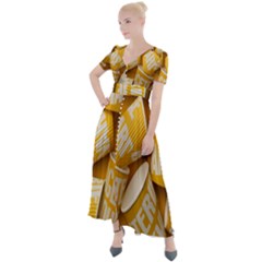 Yellow-cups Button Up Short Sleeve Maxi Dress by nateshop