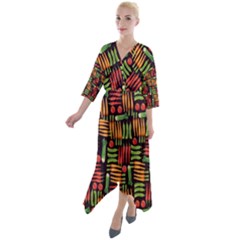 Vegetable Quarter Sleeve Wrap Front Maxi Dress by SychEva
