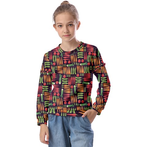 Vegetable Kids  Long Sleeve Tee With Frill  by SychEva