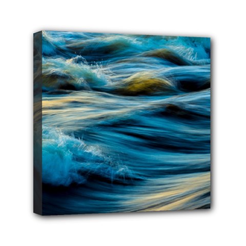 Waves Wave Water Blue Sea Ocean Abstract Mini Canvas 6  X 6  (stretched)