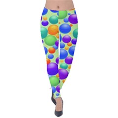 Background Pattern Design Colorful Bubbles Velvet Leggings