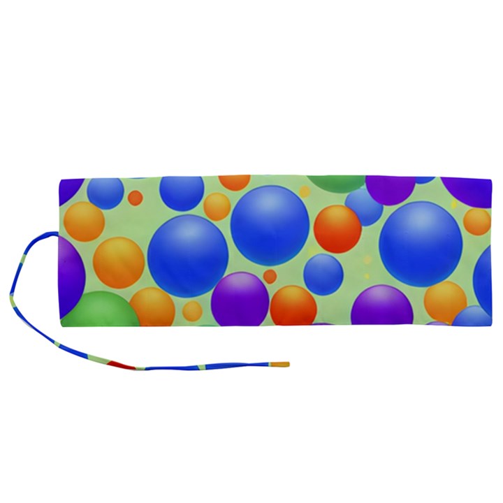 Background Pattern Design Colorful Bubbles Roll Up Canvas Pencil Holder (M)