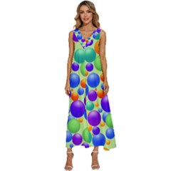 Background Pattern Design Colorful Bubbles V-neck Sleeveless Loose Fit Overalls by Ravend