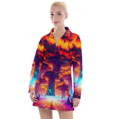 Sci-fi Fantasy Art Painting Colorful Pattern Women s Long Sleeve Casual Dress