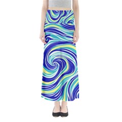 Pattern Design Swirl Watercolor Art Full Length Maxi Skirt