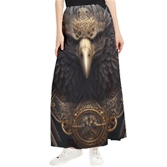 Eagle Ornate Pattern Feather Texture Maxi Chiffon Skirt by Ravend