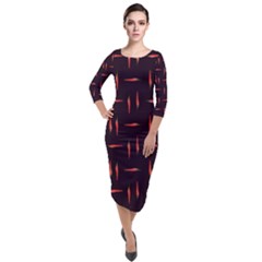 Hot Peppers Quarter Sleeve Midi Velour Bodycon Dress by SychEva