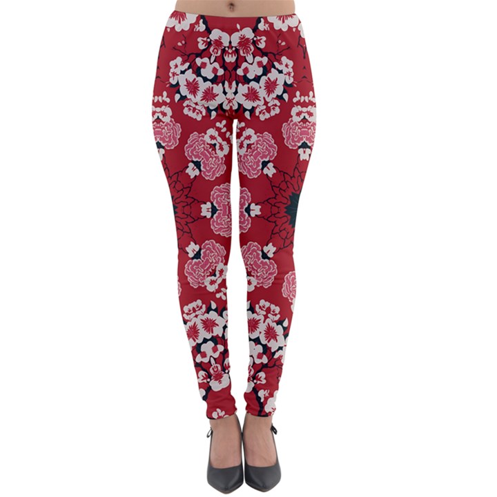 Traditional Cherry blossom  Lightweight Velour Leggings