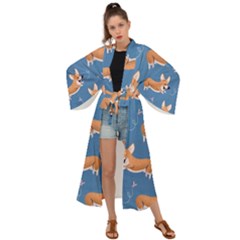 Corgi Patterns Maxi Kimono by Salman4z