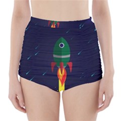 Rocket Halftone Astrology Astronaut High-waisted Bikini Bottoms by Salman4z