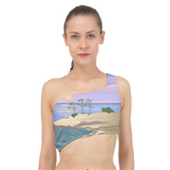 Vacation Island Sunset Sunrise Spliced Up Bikini Top  by Salman4z