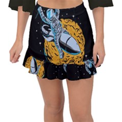 Astronaut Planet Space Science Fishtail Mini Chiffon Skirt