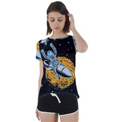 Astronaut Planet Space Science Short Sleeve Open Back Tee by Salman4z