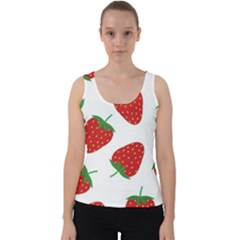 Seamless Pattern Fresh Strawberry Velvet Tank Top by Salman4z