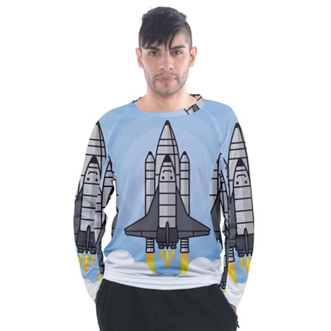 Rocket Shuttle Spaceship Science Men s Long Sleeve Raglan Tee by Salman4z
