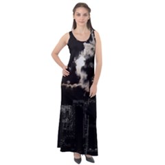 City Night Moon Skyline Skyscraper Sleeveless Velour Maxi Dress by Salman4z