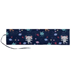 Cute Astronaut Cat With Star Galaxy Elements Seamless Pattern Roll Up Canvas Pencil Holder (l) by Salman4z