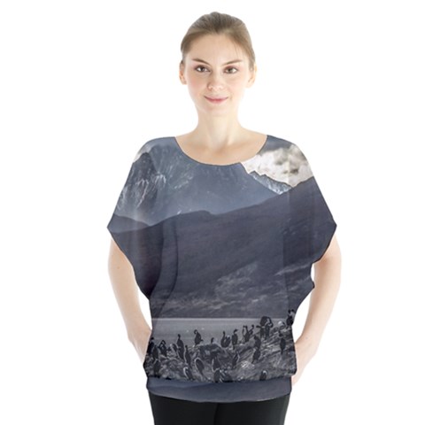 Nature s Symphony: A Portrait Of Ushuaia s Wild Beauty  Batwing Chiffon Blouse by dflcprintsclothing